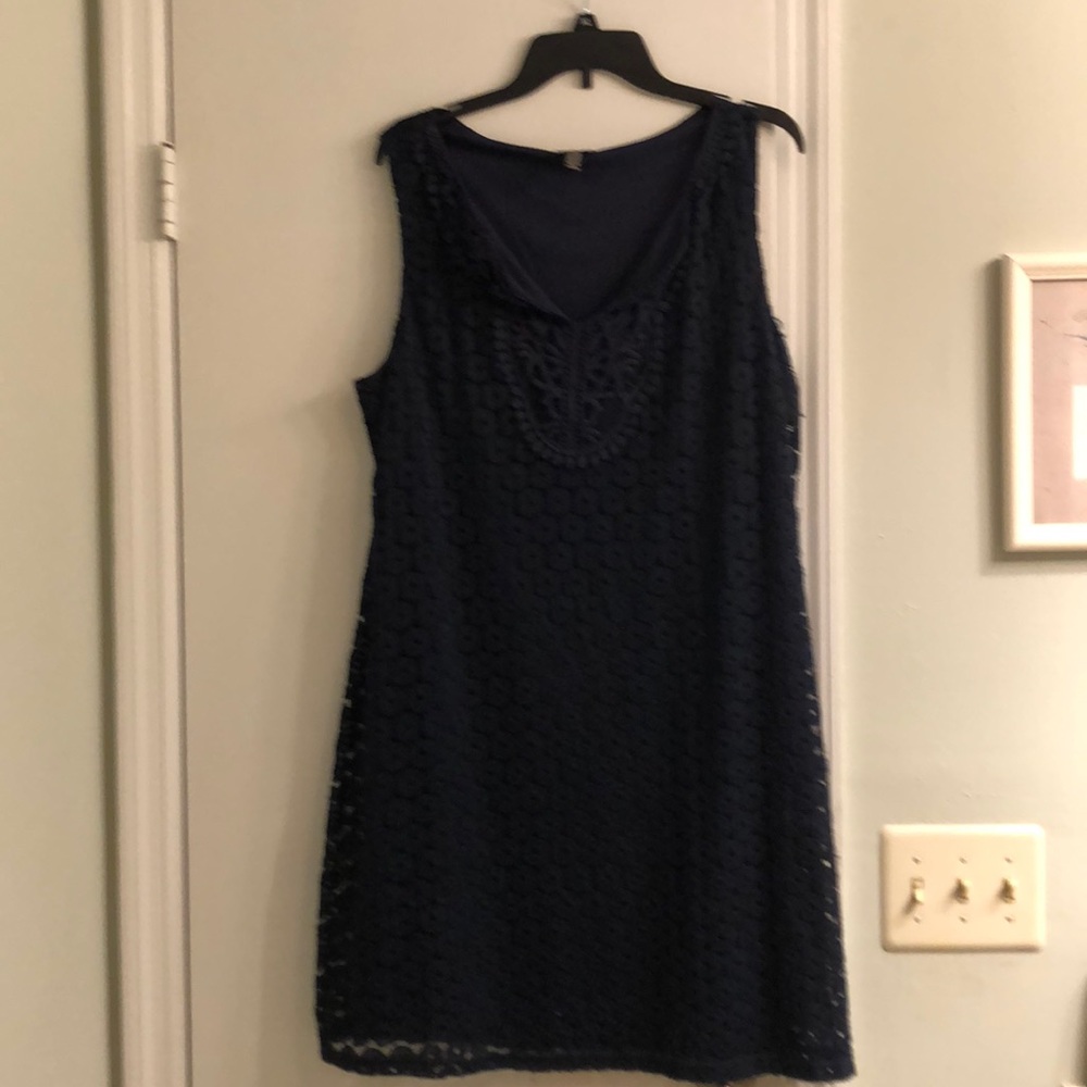 Pxl Navy lined lace dress.